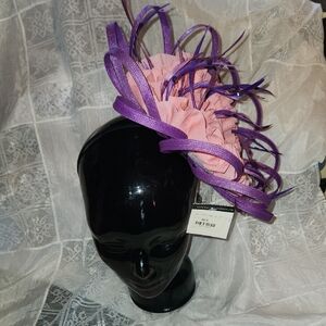 Pink and Purple Floral Feather Headband - Women's Fascinator
